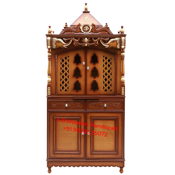Large Brown Wooden Pooja Mandir
