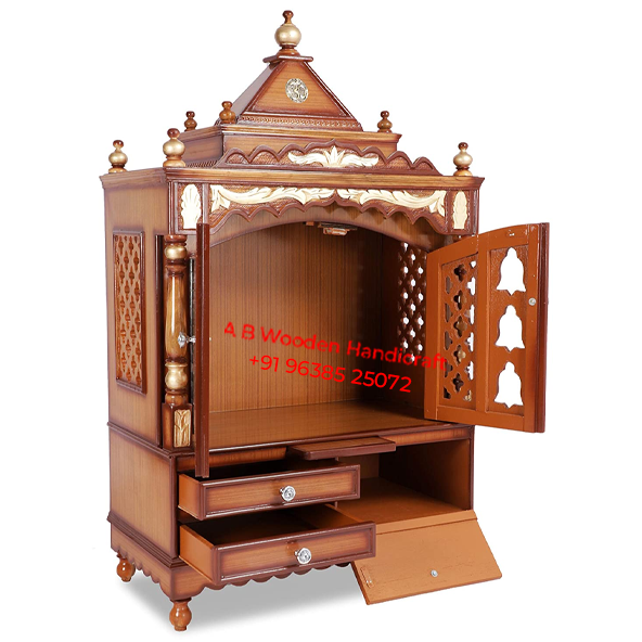Large Handcrafted Teakwood Pooja Mandapam